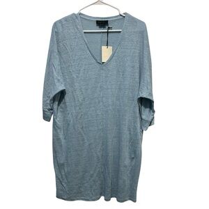 Hatch Maternity Women's THE MALEY DRESS Linen Icy Blue Size Petite Small